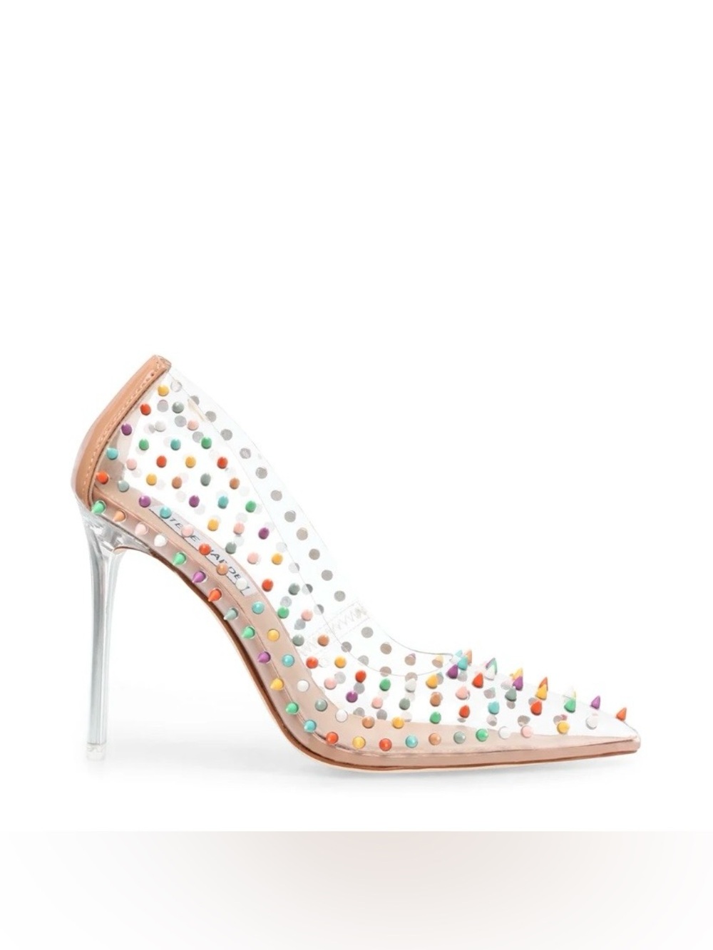 Steve Madden Vala-S Clear Rainbow Spiked Stiletto Heels Nude Pumps Size 8M - Picture 5 of 15